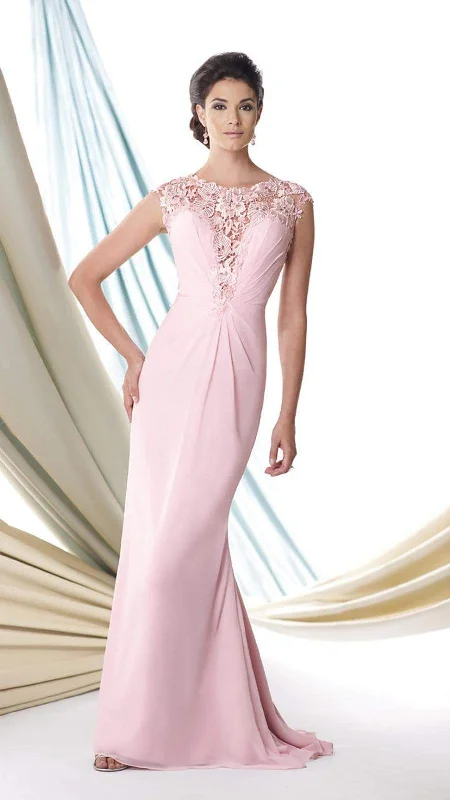 Elegant Simplicity Wardrobe Montage by Mon Cheri - 114926 Chiffon Venise Lace Dress - 1 pc Pink In Size 14 Available Elegant Simplicity Wardrobe Montage by Mon Cheri - 114926 Chiffon Venise Lace Dress - 1 pc Pink In Size 14 Available