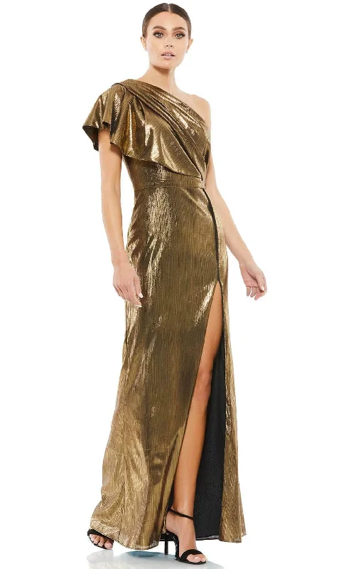 Seasonal Fashion Ieena Duggal 26600 - Metallic One Shoulder Fitted Dress