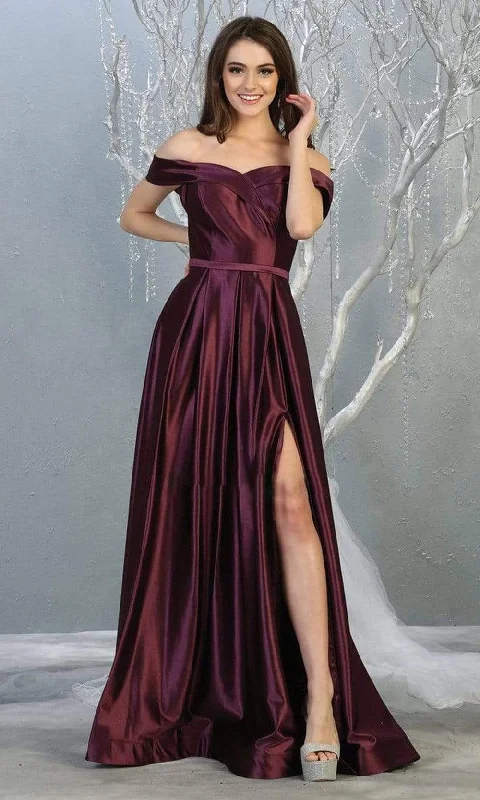 Big Savings On Modern And Classic Fashion Looks May Queen - MQ1781 Surplice Off Shoulder High Slit Metallic Dress Big Savings On Modern And Classic Fashion Looks May Queen - MQ1781 Surplice Off Shoulder High Slit Metallic Dress