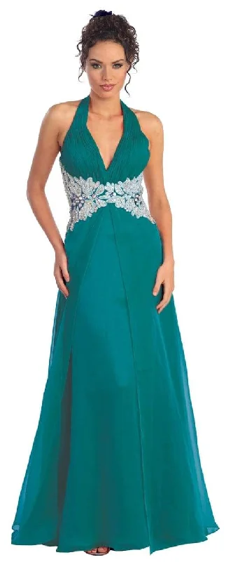 Unmissable Sale – Shop Before It'S Over Elizabeth K - GL1046 Embellished Ruched Halter Neck Chiffon Dress Unmissable Sale – Shop Before It'S Over Elizabeth K - GL1046 Embellished Ruched Halter Neck Chiffon Dress