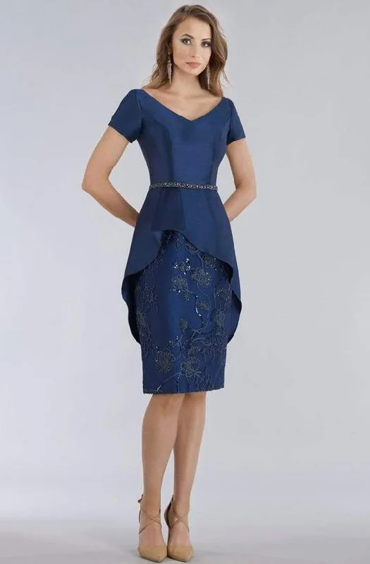 Seasonal Women's Fashion Trends Feriani Couture - Short Sleeve Knee Length Peplum Beaded Dress 18953 Seasonal Women's Fashion Trends Feriani Couture - Short Sleeve Knee Length Peplum Beaded Dress 18953