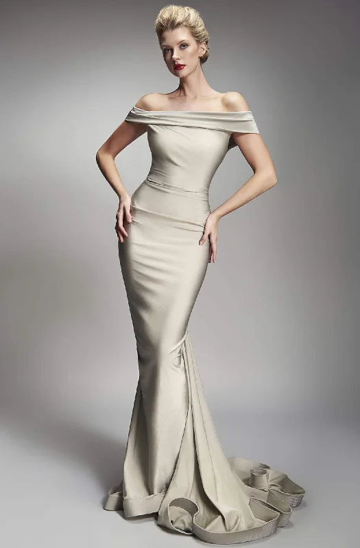 Sleek Design Nicole Bakti - 6890 Off-Shoulder Fitted Trumpet Dress
