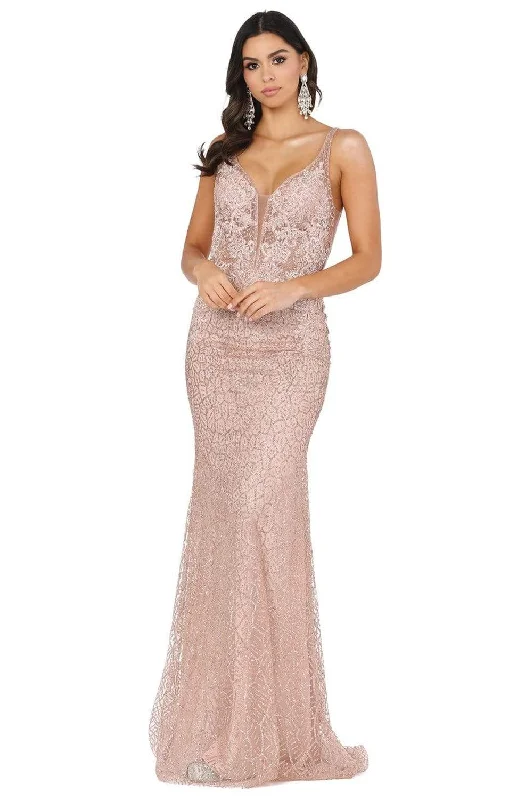 Wardrobe Refresh Dancing Queen - 2985 Embellished Deep V-neck Trumpet Dress
