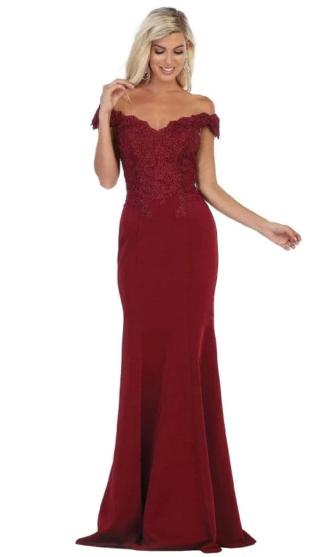 Stylish And Comfortable Clothing For Women May Queen - Scalloped Off-Shoulder Trumpet Dress MQ1675 Stylish And Comfortable Clothing For Women May Queen - Scalloped Off-Shoulder Trumpet Dress MQ1675