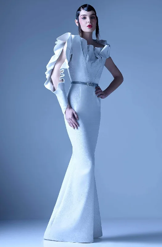 Women's Elegant Formal Outfit MNM Couture - G0934 Ruffled Asymmetric Neck Mermaid Dress Women's Elegant Formal Outfit MNM Couture - G0934 Ruffled Asymmetric Neck Mermaid Dress
