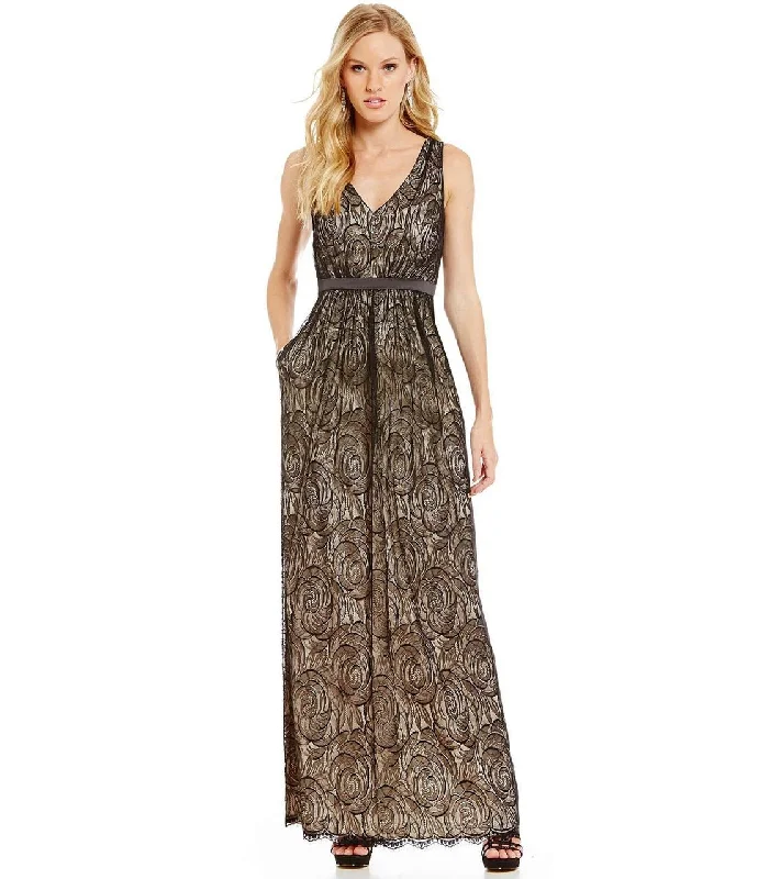 Must-Have Styles Adrianna Papell - V-Neckline Embellished Lace Dress 91927460