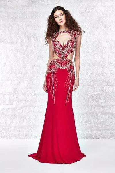 Bold Silhouette Angela & Alison - Jeweled Trumpet Dress 61171 - 1 pc Hot Red In Size 6 Available Bold Silhouette Angela & Alison - Jeweled Trumpet Dress 61171 - 1 pc Hot Red In Size 6 Available
