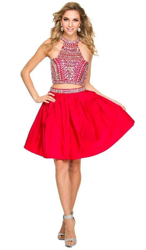 Sophisticated Style Offers Nox Anabel - 6053 Gem Embellished Halter Two-Piece Cocktail Dress Sophisticated Style Offers Nox Anabel - 6053 Gem Embellished Halter Two-Piece Cocktail Dress