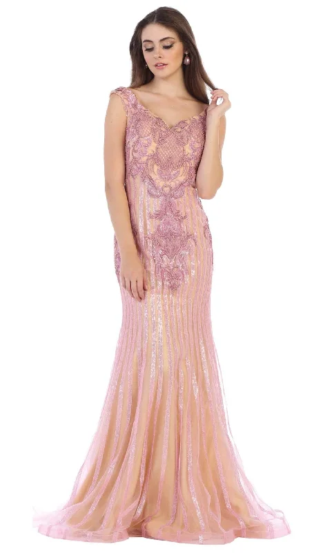 Flash Sale On Trendy Outfits – Don't Miss Out May Queen - RQ7640 Embellished Wide V-neck Trumpet Dress Flash Sale On Trendy Outfits – Don't Miss Out May Queen - RQ7640 Embellished Wide V-neck Trumpet Dress