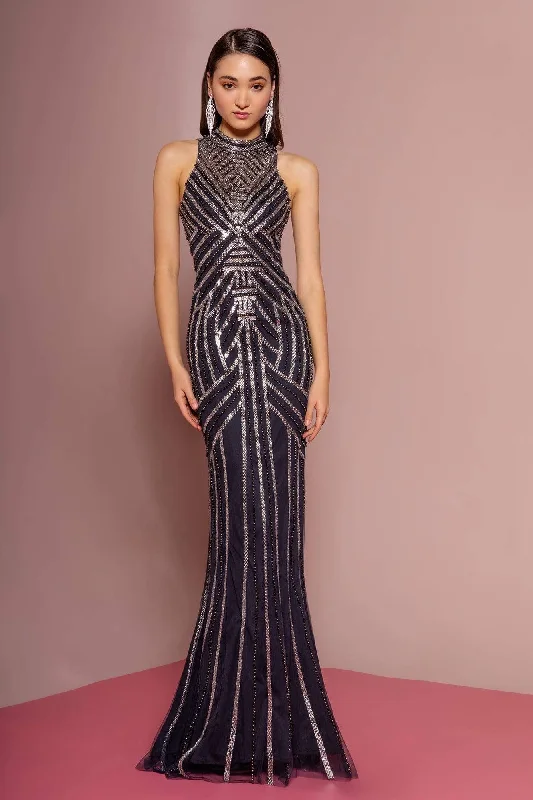 Chic & Cozy Apparel GLS by Gloria - GL2677 Embellished High Neck Trumpet Dress