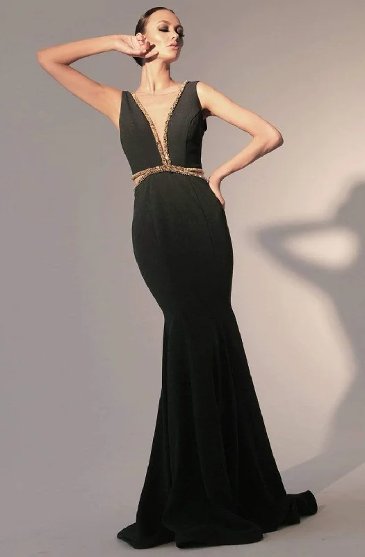 Stylish Loungewear for Women Nicole Bakti - 6783 Embellished Deep V-neck Trumpet Dress Stylish Loungewear for Women Nicole Bakti - 6783 Embellished Deep V-neck Trumpet Dress