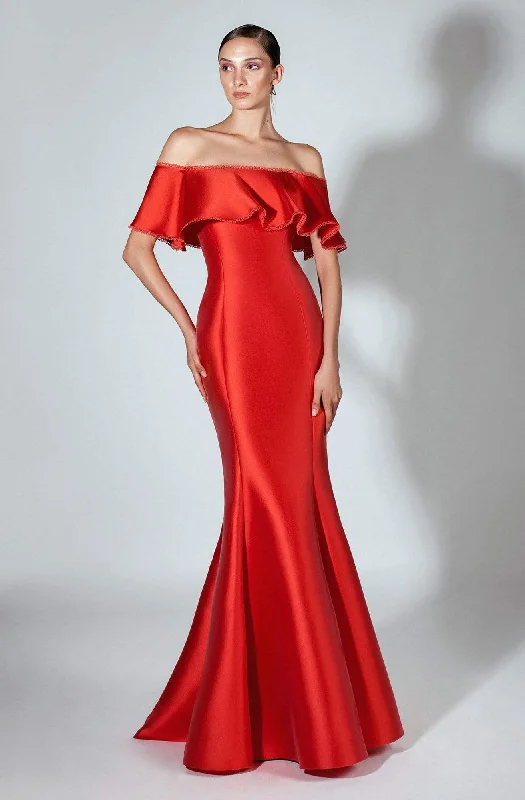 Summer Sale Beside Couture by Gemy - BC 1460 Ruffled Off-Shoulder Mermaid Dress