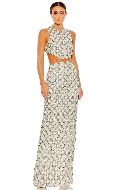 Minimalist Style Mac Duggal 10909 - Lattice Detailed Cut Out Column Dress
