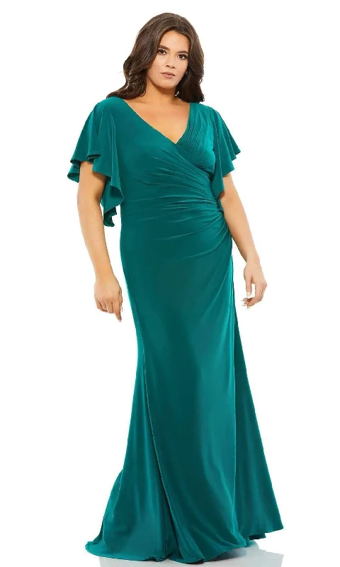 Seasonal Trends Mac Duggal Fabulouss - 49505F V Neck Ruched Fitted Dress