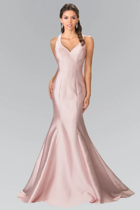 Women's Party Outfit Elizabeth K - GL2224 Chic V-Neck Mikado Mermaid Dress