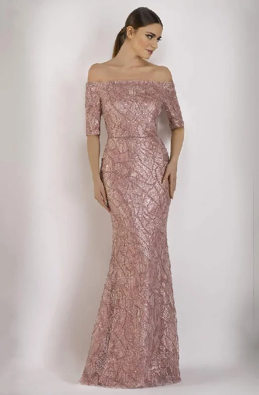 Seasonal Sale Janique - Embellished Off-Shoulder Trumpet Dress JA5017 - 1 pc Rose Gold In Size 10 Available Seasonal Sale Janique - Embellished Off-Shoulder Trumpet Dress JA5017 - 1 pc Rose Gold In Size 10 Available