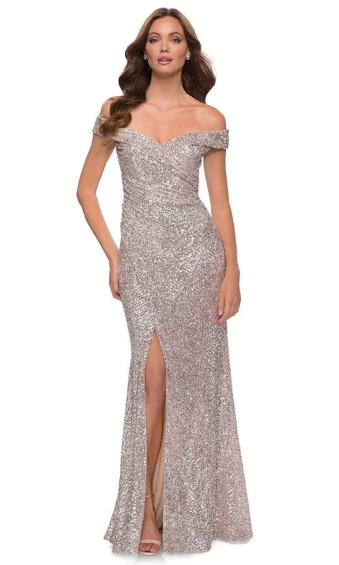 Latest Fashion for Women La Femme - Off Shoulder Sequined High Slit Dress 29831SC