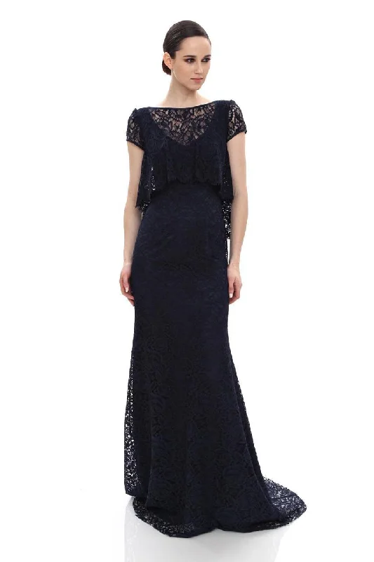 Women's Vintage-Inspired Outfit Theia - 882445 Lace Bateau Neck Cap Sleeves Trumpet Dress Women's Vintage-Inspired Outfit Theia - 882445 Lace Bateau Neck Cap Sleeves Trumpet Dress