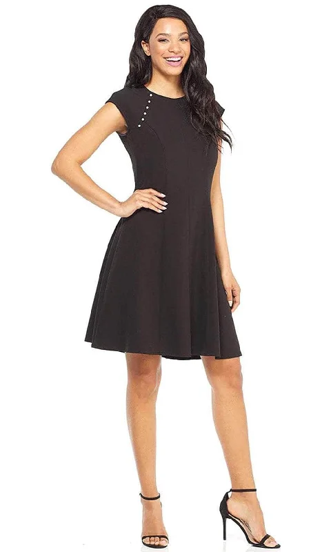 Women's Casual Wear Outfit London Times T3517M - Short Sleeved Beaded Shoulder Cocktail Dress Women's Casual Wear Outfit London Times T3517M - Short Sleeved Beaded Shoulder Cocktail Dress