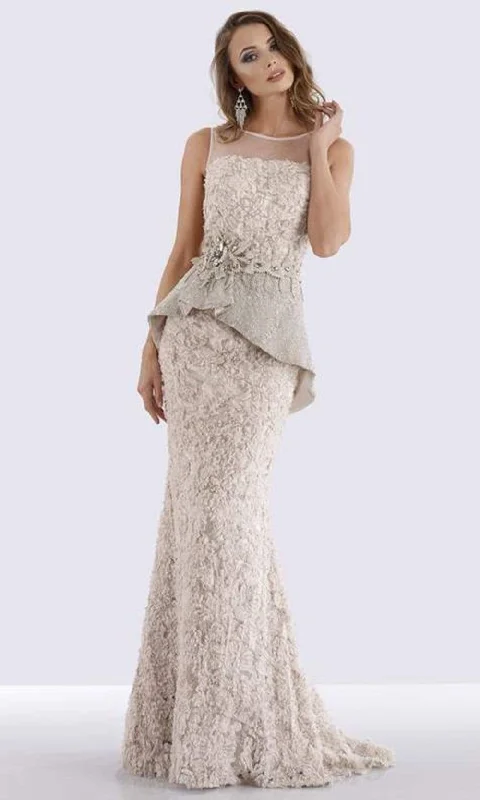 Trendy Urban Attire Feriani Couture - 18655 Embellished Illusion Bateau Peplum Dress Trendy Urban Attire Feriani Couture - 18655 Embellished Illusion Bateau Peplum Dress