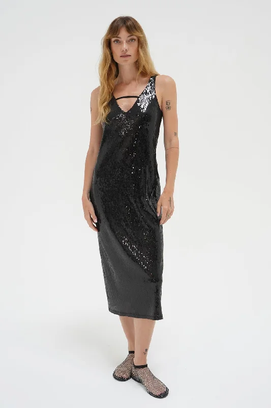 Women's Trendy Outfits Iman Sequin Slip Dress - Black Sequin