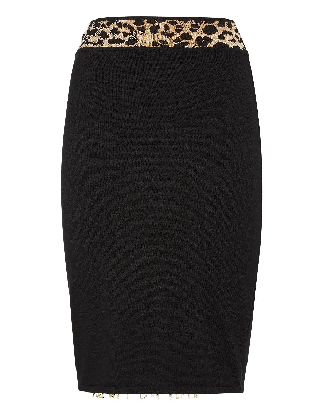 Bold Fashion Knit Skirt Leopard