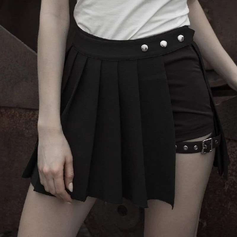 Women's Evening Wear Women's Grunge Black Two-piece Culottes Pleated Skirts