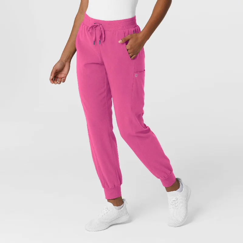 Women's Plus-Size Casual Outfit Aero Remix Women's Cargo Jogger Scrub Pant - Fuchsia