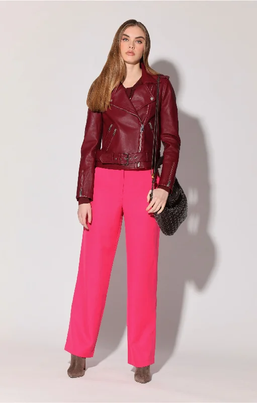 Women's Vacation Outfit Set Allison Jacket, Garnet - Leather