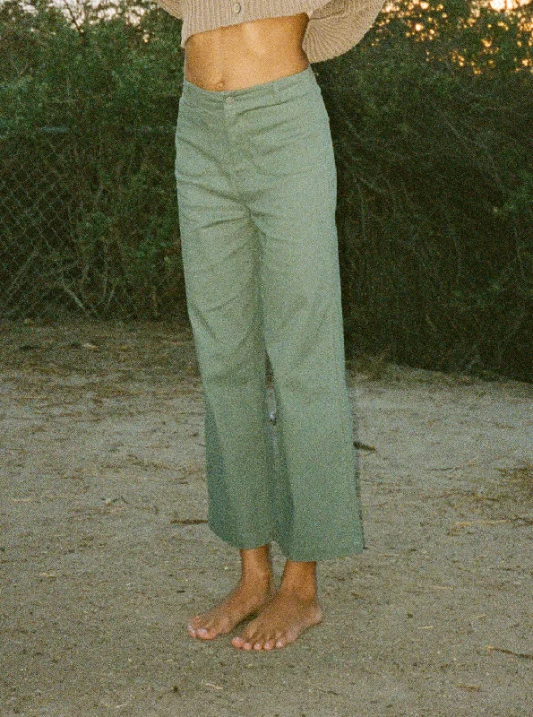 Trendy Boutiques Online Coastal Cruiser Wide Leg Pants - Agave Green
