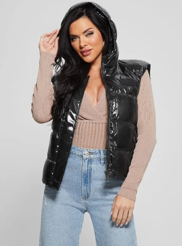 Current Trends Eco Black Noemi Puffer Vest Jacket