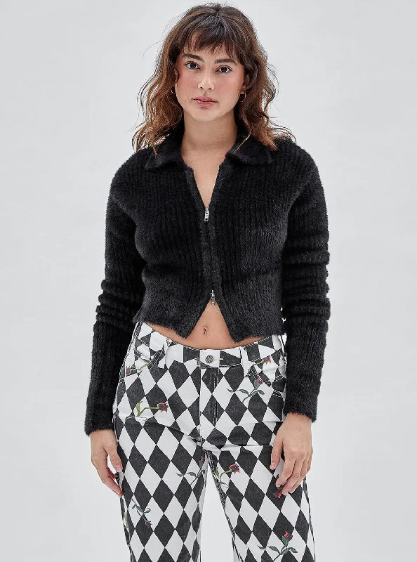 Affordable Online Boutique Guess Originals Black Richie Fuzzy Zip Jacket
