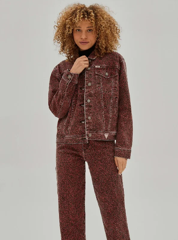 Women's Tailored Outfit Guess Originals Red Multi Rey Textured Denim Jacket