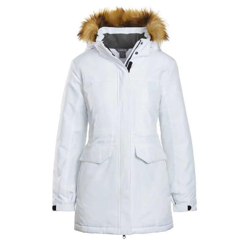 Stylish Loungewear for Women Landway Women's Snow White Providence Insulated Parka with Faux Fur Stylish Loungewear for Women Landway Women's Snow White Providence Insulated Parka with Faux Fur