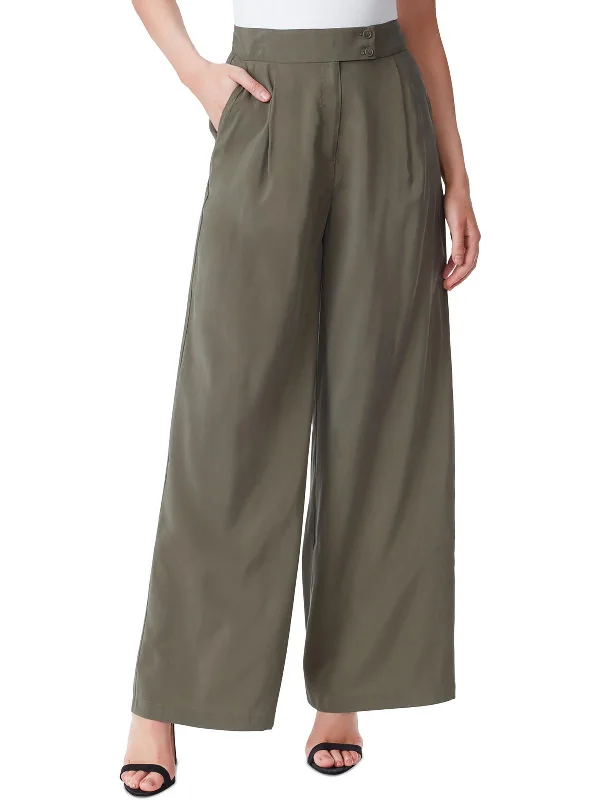 Women's Wardrobe Apparel Melba Womens Pleated Viscose Wide Leg Pants