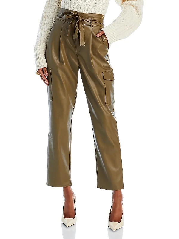 Glamorous Evening Wear Tesse Womens Faux Leather Ankle Length Cropped Pants