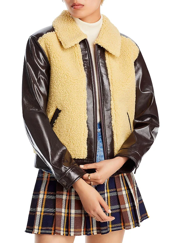 Women's High-Fashion Attire Womens Sherpa Bomber Jacket