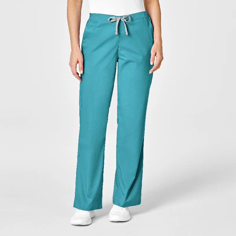 Fashion Essentials WonderWORK Women's Flare Leg Scrub Pant - Teal Blue
