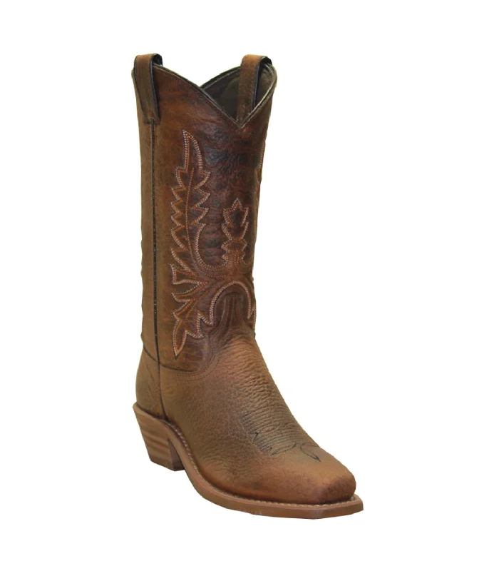 Abilene Boots Womens 11in USA Square Toe Tan Bison Leather Cowboy Boots