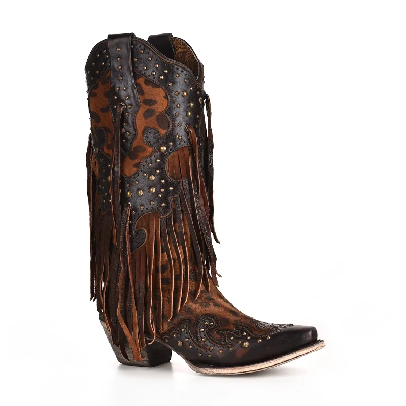 Corral Womens Fashion Boots Goat Leather Patricia Honey Leopard