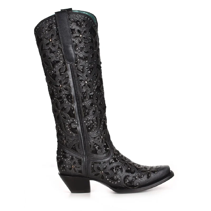 Corral Womens Full Inlay Cowboy Boots Leather Black