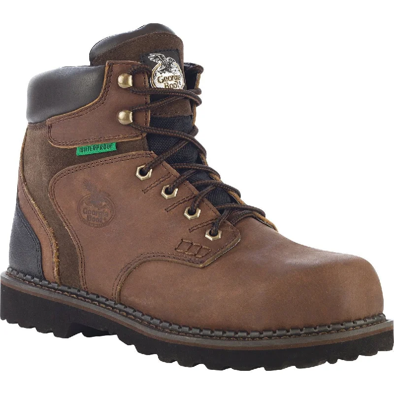 Georgia Brookville Mens Dark Brown Leather Steel Toe WP Work Boots