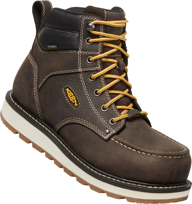 Keen Utility Mens Cincinnati 6in WP Dark Chocolate/Sandshell Leather Work Boots