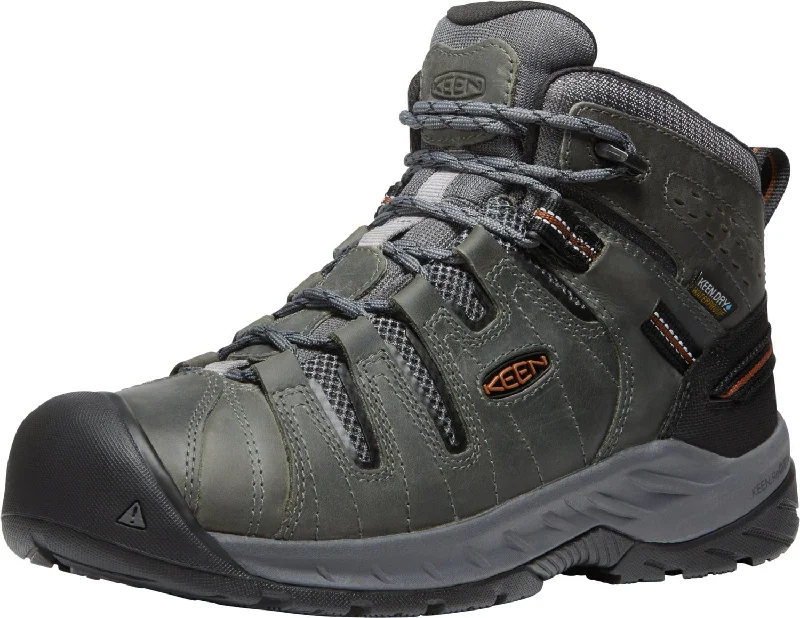 Keen Utility Mens Flint II Mid WP Soft Grey/Tortoise Shell Leather Work Boots