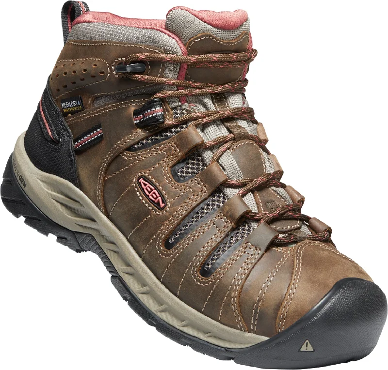 Keen Utility Womens Flint II Mid WP Cascade Brown/Brick Dust Leather Work Boots