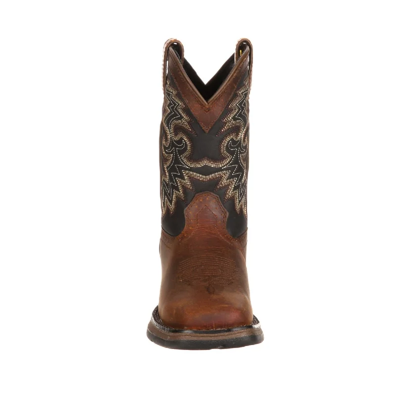 Lil' Durango Infant Boys Tan Leather Western Stitch Raindrop Cowboy Boots