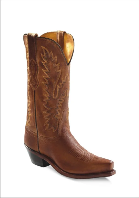 Old West Tan Canyon Womens All Leather 12in Snip Toe Cowboy Western Boots 5.5 B