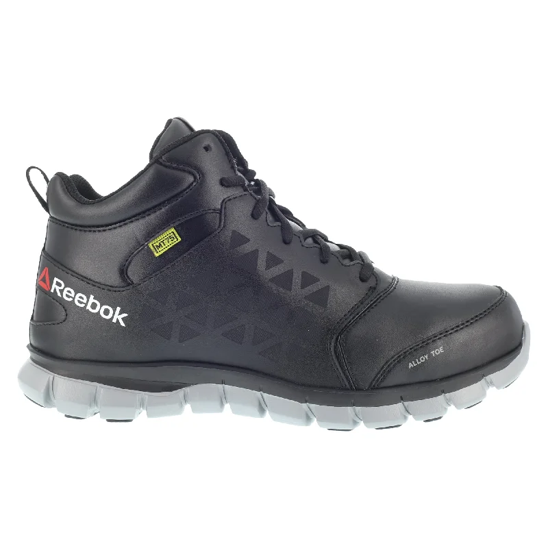 Reebok Mens Black Leather Work Boots AT MetGuard SR Lace-Up 9 M