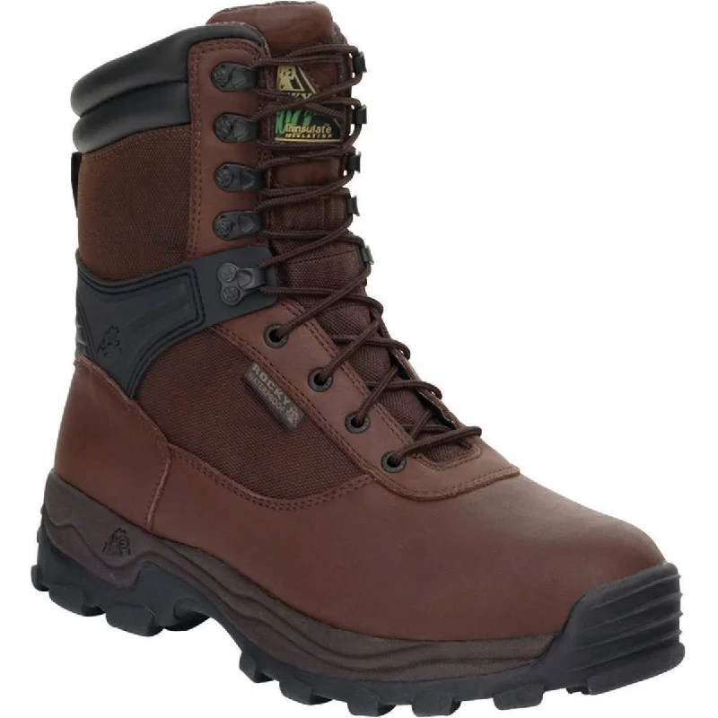 Rocky Mens Brown Leather Sport Utility Steel Toe Waterproof Work Boots