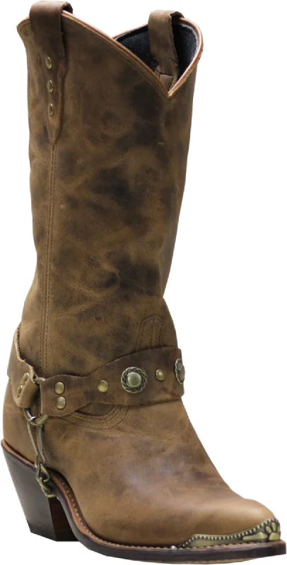 Sage Womens 11in Distressed Fashion Concho Tan Cowhide Cowboy Boots